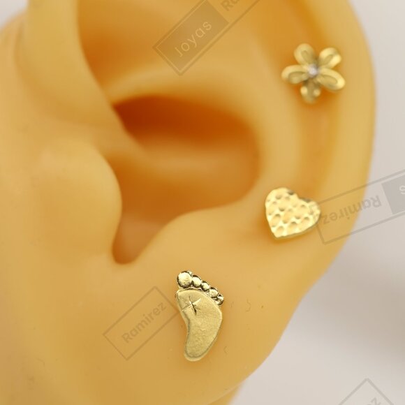 14K Solid Gold Baby Feet Earring • Symbol of Love & Motherhood. - Picture 7 of 8
